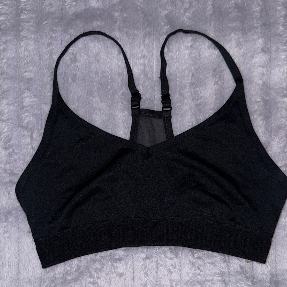PINK Victoria's Secret Black Seamless Racerback Bralette